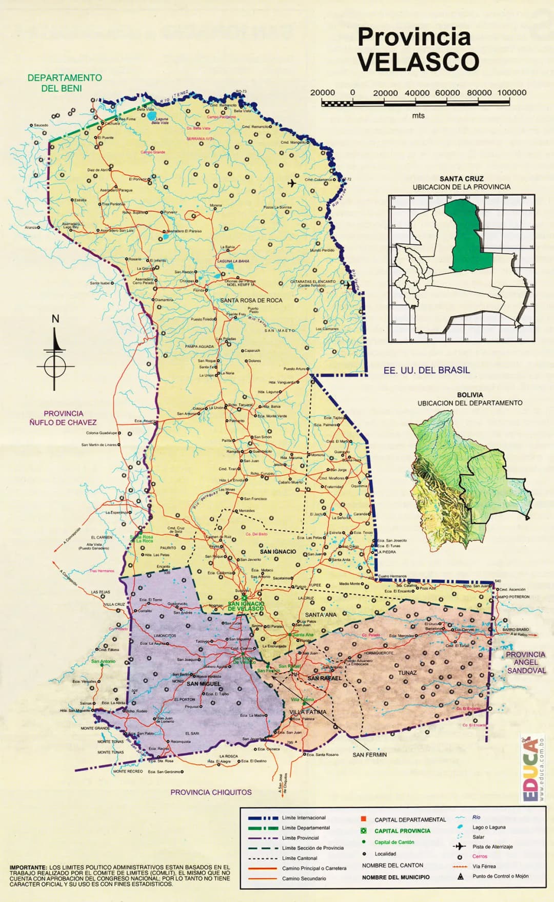 Mapa territorial de la provincia Velasco